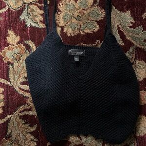 Topshop Black Knit Crop Top
